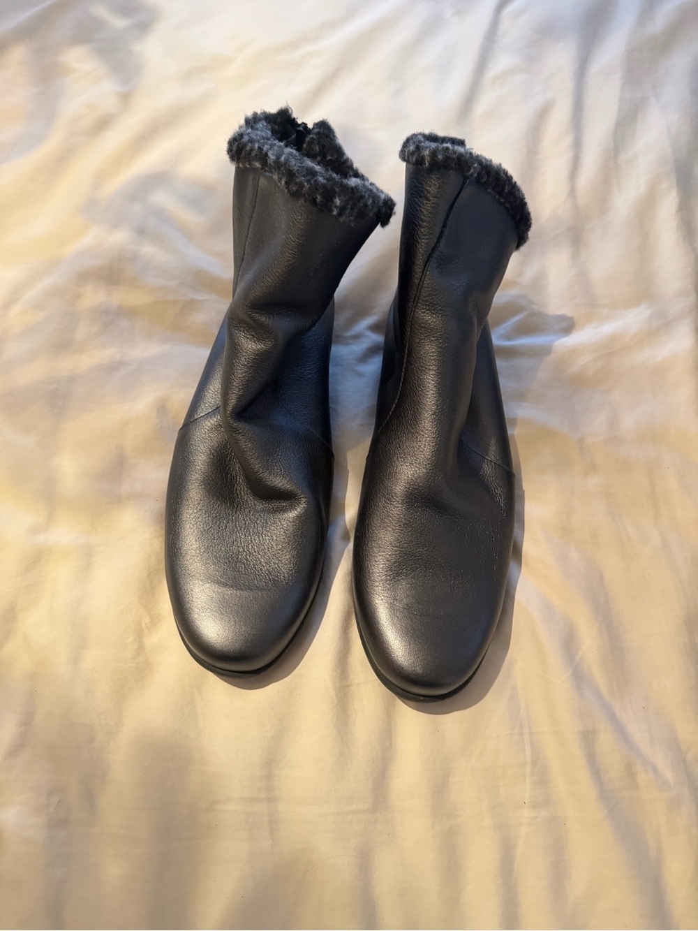 Arche Ln Black Faux Fur Trim Ankle Boots
